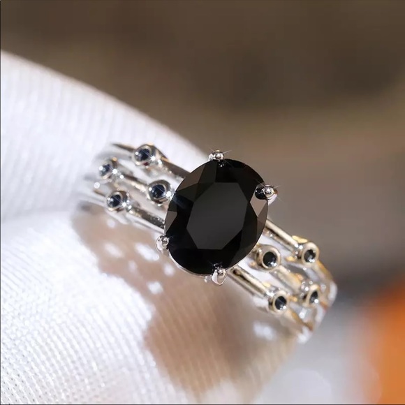 Jewelry - New Women’s 925 Silver Three Rows Sapphire Ring